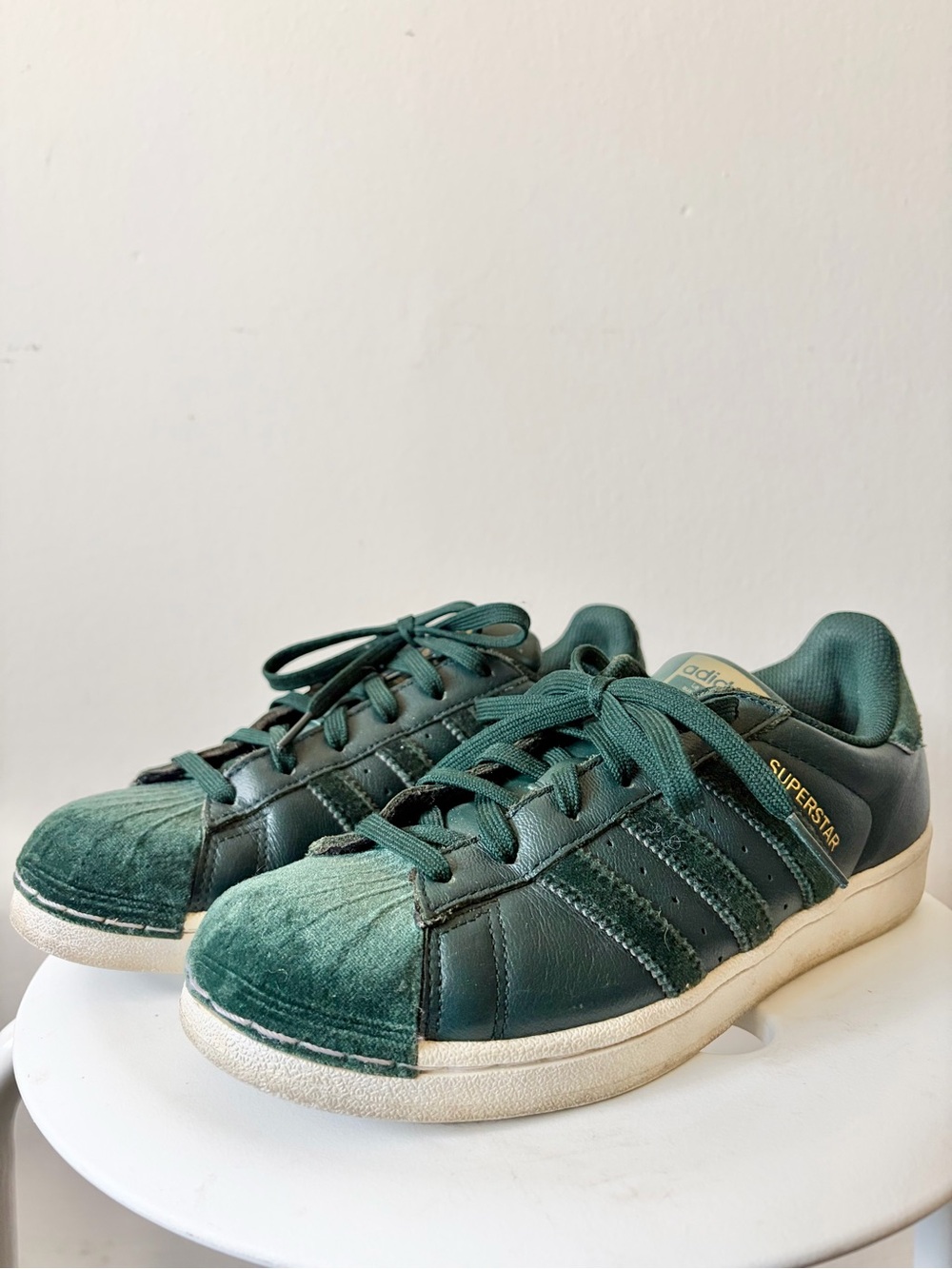 adidas Green Velvet Toe Superstar Sneakers